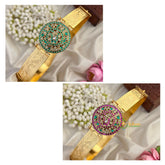 Interchangeable Peacock Multi Stone Circular Medallion Pendant With Plain Hipbelt-Vriksham-G22884