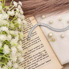 Vriksham Geometric Square Link White Color Tennis Open-Style Bracelet-G21915