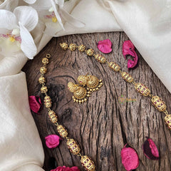 Vriksham Traditional Bridal Gold Ruby-Inspired Beaded necklace–G20652