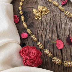 Vriksham Traditional Bridal Gold Ruby-Inspired Beaded necklace–G20652
