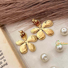 Vriksham Matt Textured Floral Petals Statement Anti Tarnish Studs Earrings-G21949