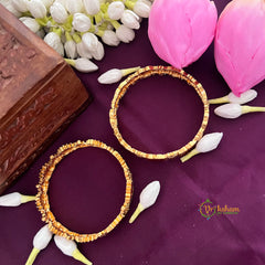Vriksham Vibrant Red Lotus Motif Green Leaf & Gold Lakshmi Bangles-G20297