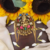 Vriksham Antique Gold-Finish Ganesha Enamel Temple Armlet-Gold Bead-G22047