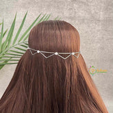 Vriksham Geometric V-Link Silver Back With Crystal Accents Hair Vine-G22076