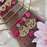 Vriksham Chandbali Style Red Green Earring-Pearls-G18205