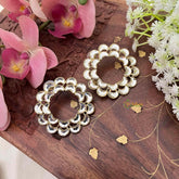 Vriksham Royal Double Round Kundan Crescent Hoop Earrings-G22092