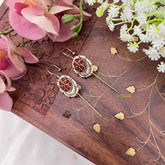 Vriksham Unique Gold Chandbali Style Bugadi Style Earrings-Red-G22138