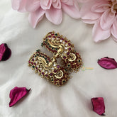 Vriksham Unique Designer Red Green Kemp Style Stone Jhumka-Pearl-G18207