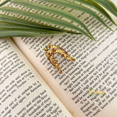 Gold Polish Red Green Laaf Design Vanki Style Finger Ring-Vriksham-G22653