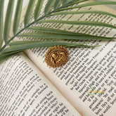 Gold Polish Lakshmi Idol Round Floral Design Finger Ring-Vriksham-G22652