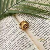 Gold Finished Flower Round Red Kundan Work Finger Ring-Vriksham-G22663