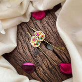 Vriksham Multi Color Classic Gold-Plated Peacock Motif Pearl Bugadi Style Earrings-G22129