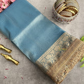Vriksham Janhvi Kapoor Sky Blue Organza Saree-Lace Border-Handloom-VS4231