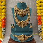 Lord Ganesha Motif Ethnic Bridal Combo Style Bridal Set-Gold Bead-Vriksham-G22681