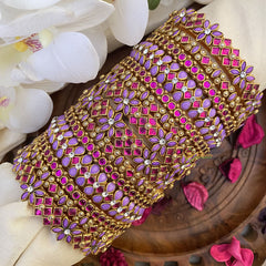 Vriksham Silk Thread Kundan Bridal Bangle Set-Lavender & Rani Pink-G16249