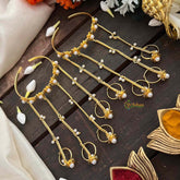 Vriksham Antique Gold-Plated Moti Haath Phool for Weddings and Festivals-G22195