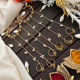 Vriksham Classic Matte Gold Five-Finger Bracelet with Delicate Pearl Chains Haath Phool-G22196