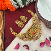 Sita Raman gold Plated Floral Enamel Details Short Necklace-Gold Bead & Pearls-Vriksham-G22713