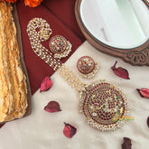 Peacock Pendant Pearls 3 Layered Mala Long Necklace-Vriksham-G22714