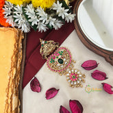 Peacock Design Green Stone 1 Gram Gold Jad Billai-Gold Bead-Vriksham-G22716