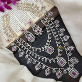 Vriksham Royal Radiances 3 Layered American Diamond Bridal Haram-Red-G20195