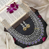 Vriksham Premium Teardrop With Purple Accents American Diamond Bridal Haram-G20243