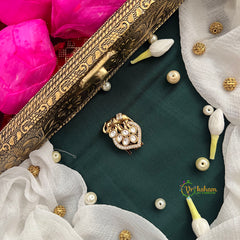Elephant With Leaf Style Shape AD Stone Kundan Jad Billai-Leaf Side-Vriksham-G22779