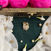 Elephant With Leaf Style Shape AD Stone Kundan Jad Billai-Leaf Side-Vriksham-G22779