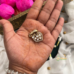 Elephant With Leaf Style Shape AD Stone Kundan Jad Billai-Leaf Side-Vriksham-G22779
