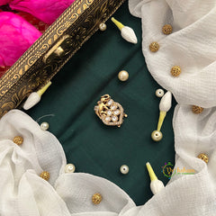 Elephant With Leaf Style Shape AD Stone Kundan Jad Billai-Vriksham-G22778