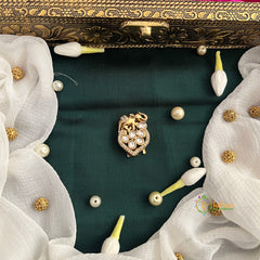 Elephant With Leaf Style Shape AD Stone Kundan Jad Billai-Vriksham-G22778