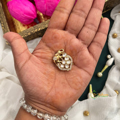 Elephant With Leaf Style Shape AD Stone Kundan Jad Billai-Vriksham-G22778