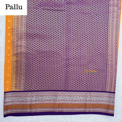 Vriksham Majestic Mustard Yellow With Purple Zari Border Kanchi Silk Saree-VS4788