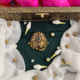 Dual Peacock & Floral Kundan Round Jad Billai-Vriksham-G22784