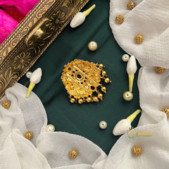 Dual Peacock & Floral Kundan Round Jad Billai-Vriksham-G22784