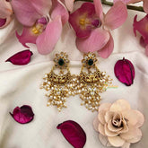 Vriksham Elegant Floral Chandbalis With Delicate Pearl Droplets Guttapusalu Earrings-Green-G22263