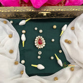Pear Red Stone Style Shape Kundan Jad Billai-Vriksham-G22781