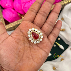 Pear Red Stone Style Shape Kundan Jad Billai-Vriksham-G22781