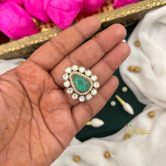 Pear Aqua Green Stone Style Shape Kundan Jad Billai-Vriksham-G22782