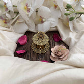 Vriksham Miniature Ram Parivar Idol Top Handcrafted Antique Gold Kumkum Box-G20274