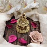 Vriksham Elegant Peacock Vintage Gold Tone With Decorative Detailing Kumkum Box-G20278