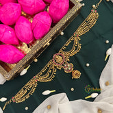 Round Lakshmi Matte Gold Red Stone Floral With & Jhumka Drop Maatil Jad Billai-Gold Bead-Vriksham-G22788