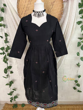 Black Cotton Noir Floral Buti Design Jamdani Frock-Vriksham-VS5221