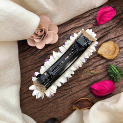 Vriksham Traditional Purple Color & Jasmine Floral Gajra Hair Clip Style Flower Accessories-KH1283