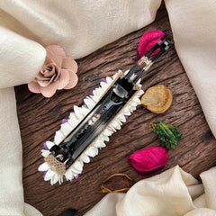 Vriksham Traditional Purple Color & Jasmine Floral Gajra Hair Clip Style Flower Accessories-KH1283