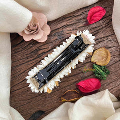 Vriksham Traditional Golden Color & Jasmine Floral Gajra Hair Clip Style Flower Accessories-KH1286