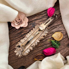 Vriksham Traditional Grey Color & Jasmine Floral Gajra Hair Clip Style Flower Accessories-KH1291
