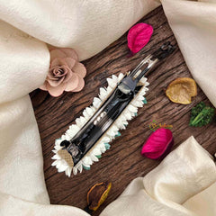Vriksham Traditional Aqua Green Color & Jasmine Floral Gajra Hair Clip Style Flower Accessories-KH1287