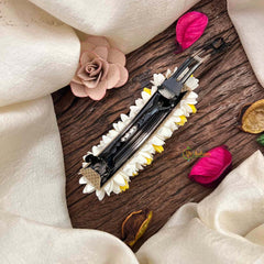 Vriksham Traditional Yellow Color & Jasmine Floral Gajra Hair Clip Style Flower Accessories-KH1288