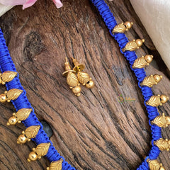 Antique Look Alike Blue Thread necklace-G15064